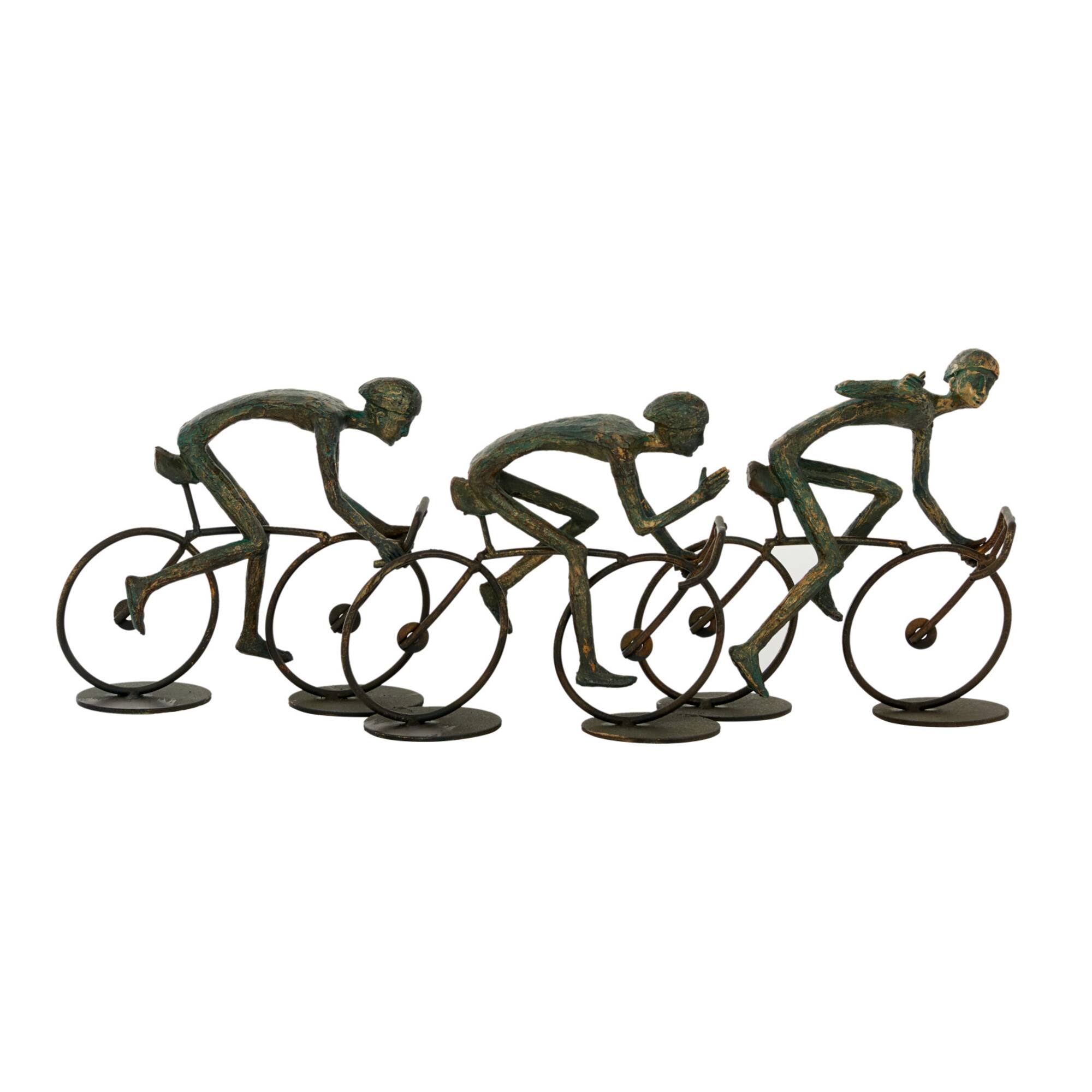 20" Bronze Polystone Cyclists Sculpture